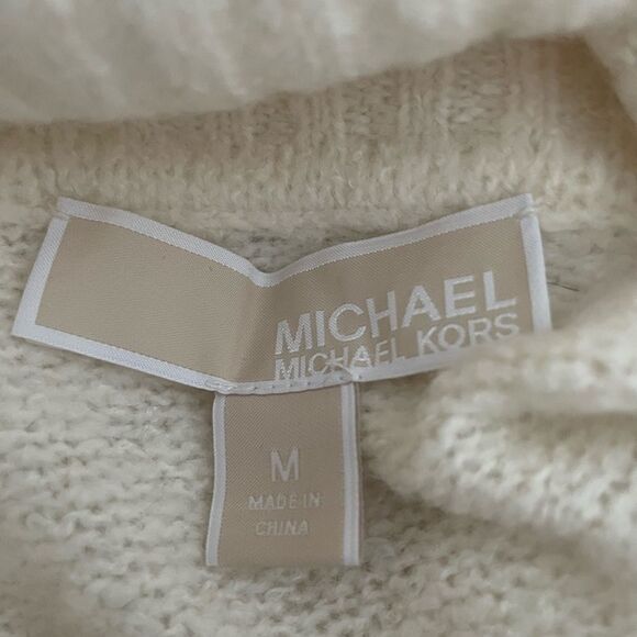 Women’s Michael Kors Off White Turtle Neck Wool Blend Sweater Size M - Picture 3 of 5